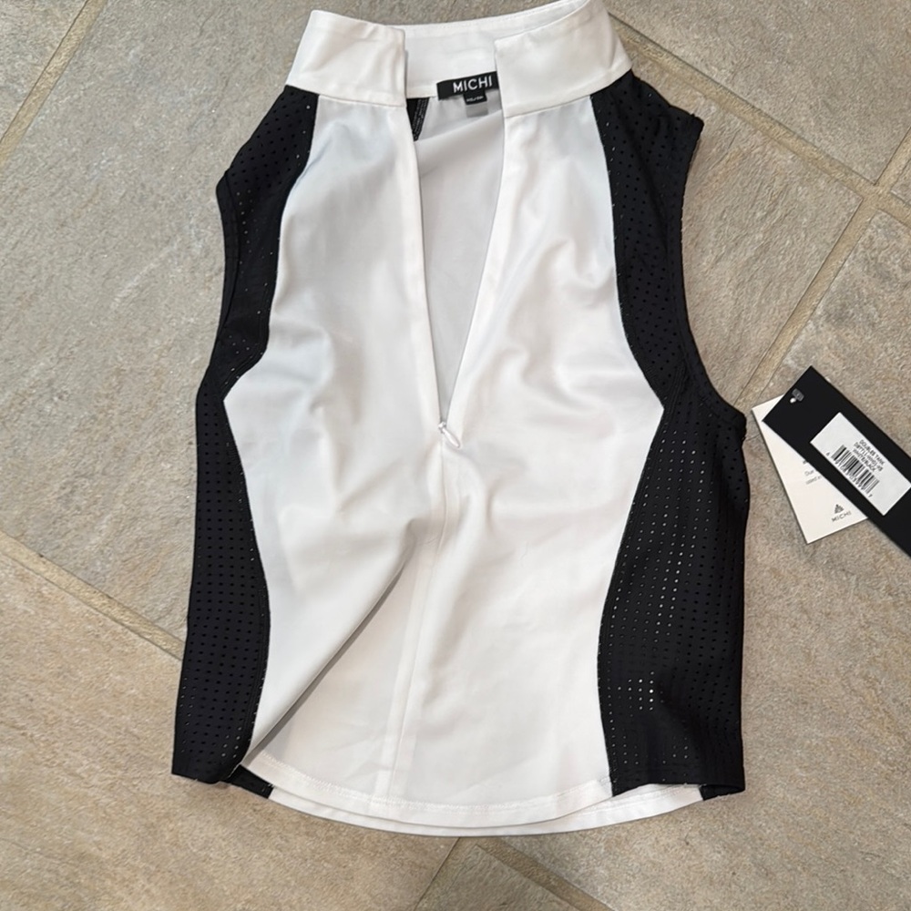 Michi navy and White Sleeveless tennis Top